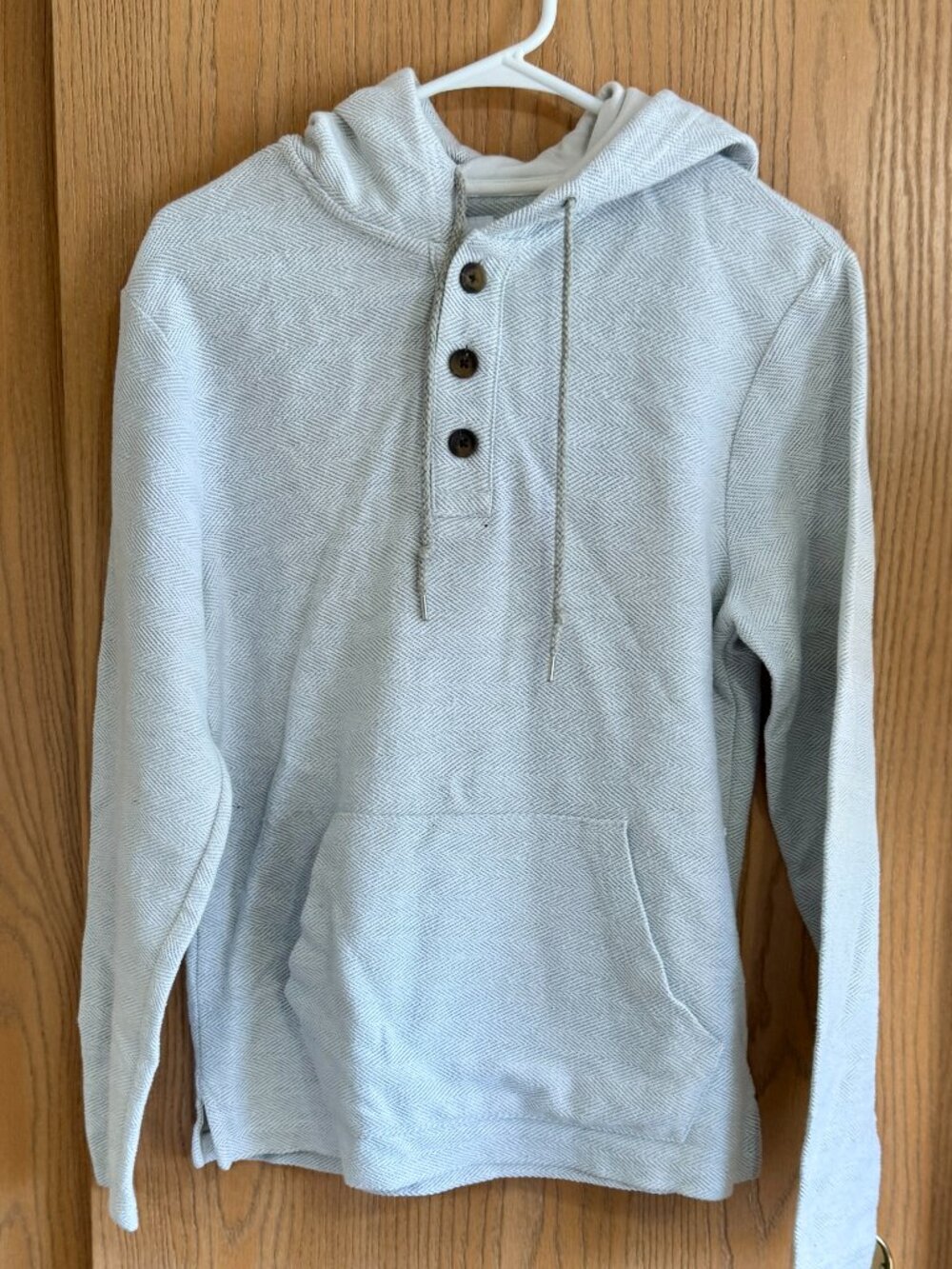 Old Navy Baja Henley Hoodie Light grey w/ Front Top Buttons - Size Small